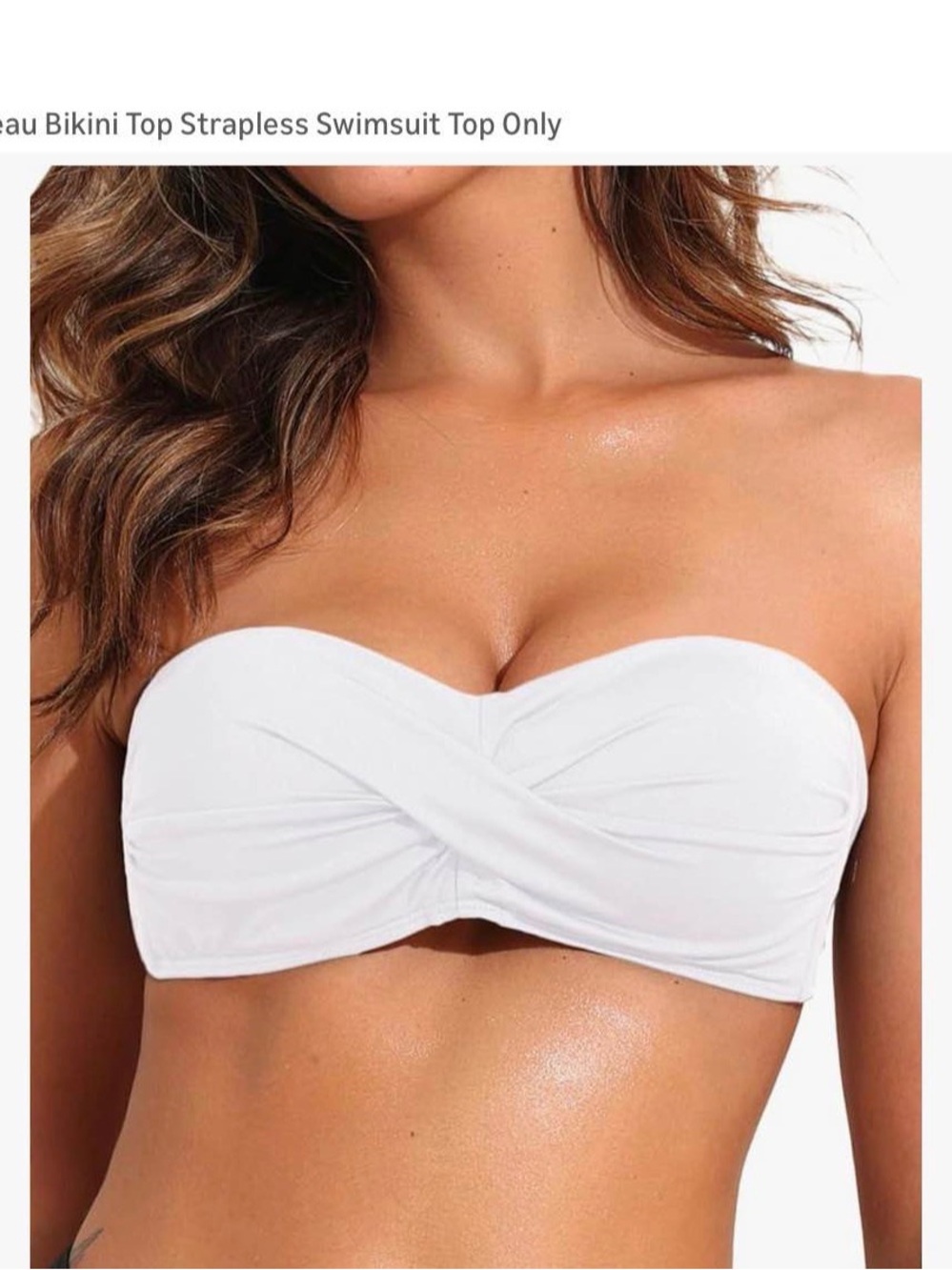 Twist-Front Strapless Bikini Top in White - still some summer left!